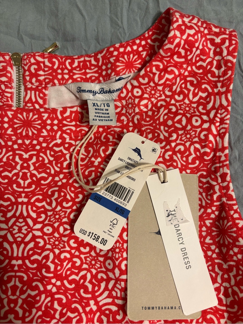 NWT Tommy Bahama Darcy Sleeveless Coral Print Dress XL - Picture 2 of 8